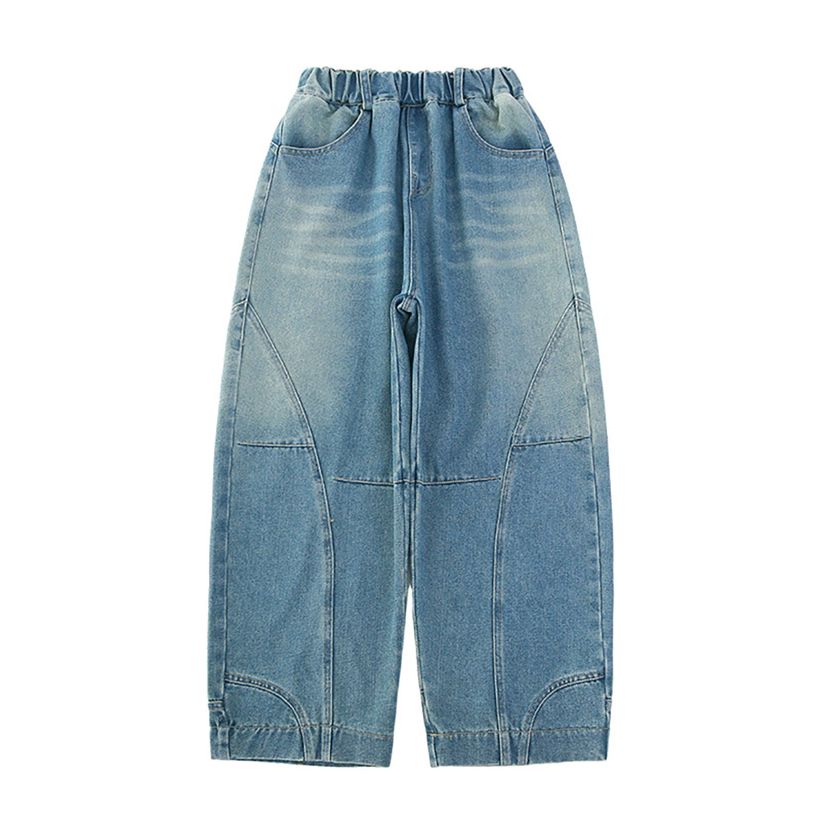 Wdgfv Boys Bootcut Jeans Boys Casual Cargo Trousers Elastic Waist Pants for Kids Comfortable Regular Fit Age 4-12 Outdoor Daily Wear Light Blue 6-7 Years