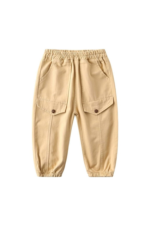 Boys Bootcut Jeans Boys Pants Casual Comfortable Kids Trousers For School Everyday Wear Durable Workwear Style Long Pants Toddlers Children Age 3-8 Years Soft Fabric Khaki 6-7 Years