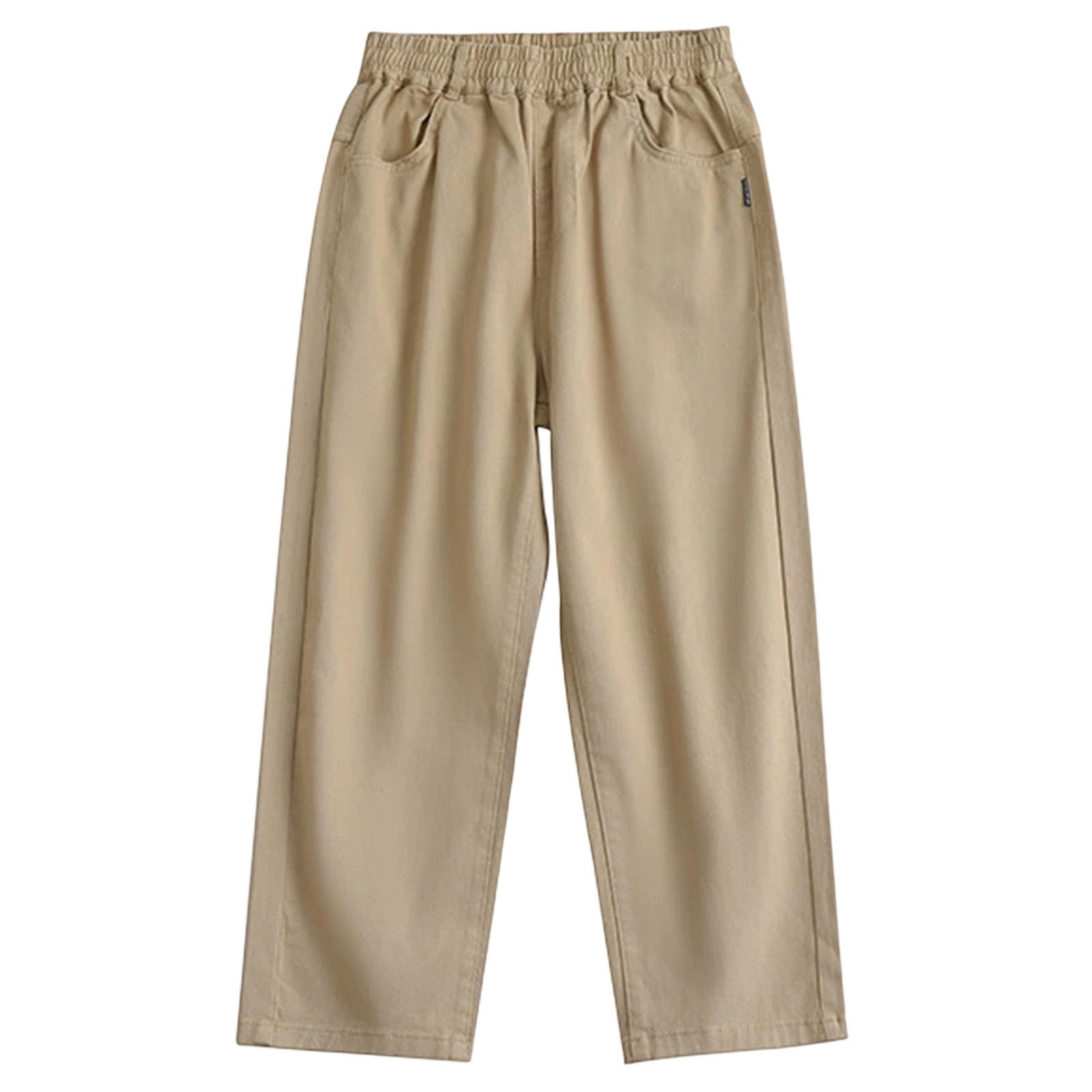 Wdgfv Boys Bootcut Jeans Boys Pants Comfortable Khaki School Trousers High Waist Straight Leg for Casual Daily Wear Kids Outfit Khaki 13-14 Years