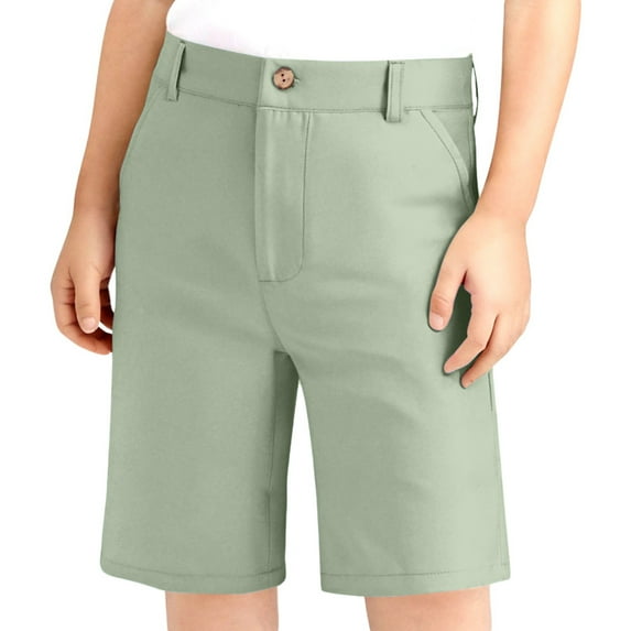 Wdgfv Boys Bootcut Jeans Boys Stretch Flat Front Shorts Adjustable Waist Comfortable School Pants for Kids Lightweight Durable Green 15-16 Years