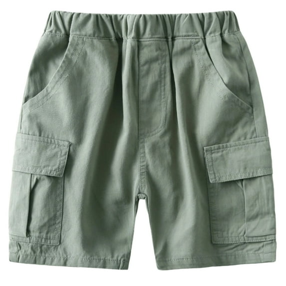 Wdgfv Boys Summer Casual Shorts Comfortable Elastic Waist Athletic Playwear Breathable Blend Fabric with Pockets for Toddler Kids Age 1-10 Years Green 1-2 Years