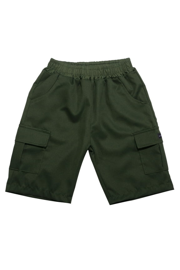 Boys Cargo Shorts for Kids Youth Casual Loose Fit Stretch Outdoor Adventure Play Short Pants with Pockets Army Green 14-15Years