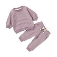 thumbnail image 1 of Wdgfv Boys Casual Long Sleeve Hoodie and Pants Outfit Set Solid Color Crewneck Playwear Brown 18-24 Months, 1 of 3
