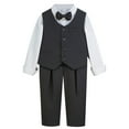 thumbnail image 1 of Wdgfv Boys Formal Suit Set 4 Piece Outfit with Vest Dress Shirt Pants and Bow Tie for Wedding Prom Performance Events Gray 3-4 Years, 1 of 3