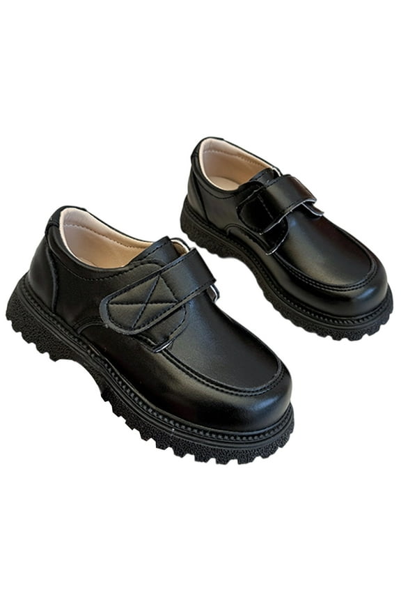 Boys Girls Oxford PU Leather Shoes Little Kid Wedding Dress Shoes Toddler Lace Up Non- Texture Sole Loafer Flats Classic School Uniform Walking Shoes Black 5.5-6 Years