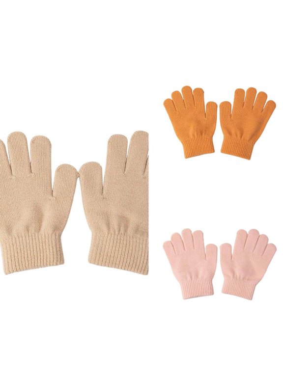Boys' Kindergarten Winter Gloves Warm Knit Gloves Clod Weather Stretchy Magic Glove Adults Full Finger Mittens 4-8 Years