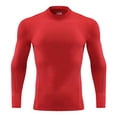 thumbnail image 1 of Wdgfv Boys Long Sleeve Compression Athletic Shirt High Neck Performance Stretch Top For Active Workout Training And Sports Red 6-7 Years, 1 of 4