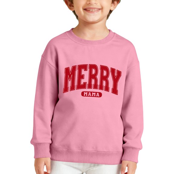 Wdgfv Boys Long Sleeve Crewneck Letter Print Sweatshirt Soft Casual Pullover Top For Kids Fall Winter Holiday Outfit Comfortable Daily Wear Pink 5-6 Years