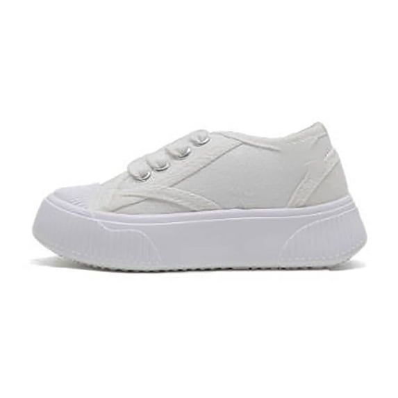 Wdgfv Boys' Play Sneakers Boys Sneakers For Toddlers 1-4 Years Lightweight Breathable Canvas Casual Kids Shoes Non Comfortable Everyday Outdoor Play White 3-3.5 years