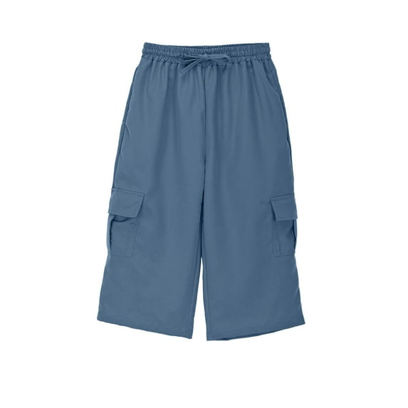 Wdgfv Boys Regular Straight-Fit Jeans Boys Cargo Pants Summer Stretch Waist Streetwear Casual 7 Division Work Pants with Drawstring and Pockets for Active Kids Sky Blue 7-8 Years