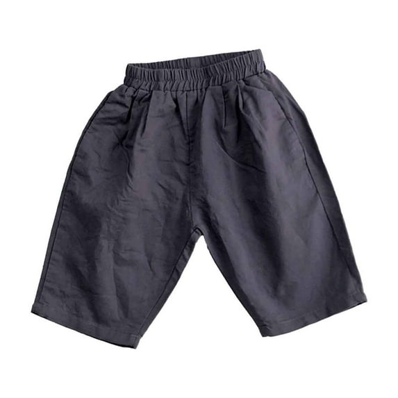 Wdgfv Boys Regular Straight-Fit Jeans Boys Casual Summer Pants Toddler Kids Comfortable Holiday Shorts Elastic Waist Lightweight Breathable Playwear Dark Gray 6-7 Years