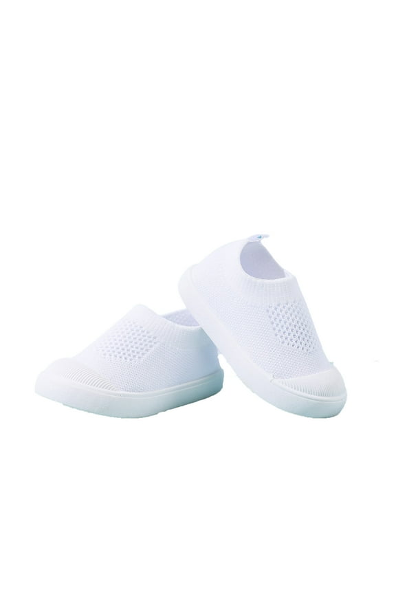 Boys' School Sneakers Breathable Lightweight Boys Sneakers For Toddlers First Walking Shoes Non Casual Sports Outdoor Play White 12-15 months