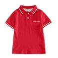 thumbnail image 1 of Wdgfv Boys Short Sleeve Shirt Classic Striped Summer Casual Tee Top With Chest Pocket For Gentlemen Red 3-4 Years, 1 of 4
