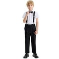 thumbnail image 1 of Wdgfv Boys Short Sleeve Shirt Outfit Set Formal Performance Suit For School Kids Casual Wear Toddler To Teen Age 3-13 Years Black 12-13 Years, 1 of 4