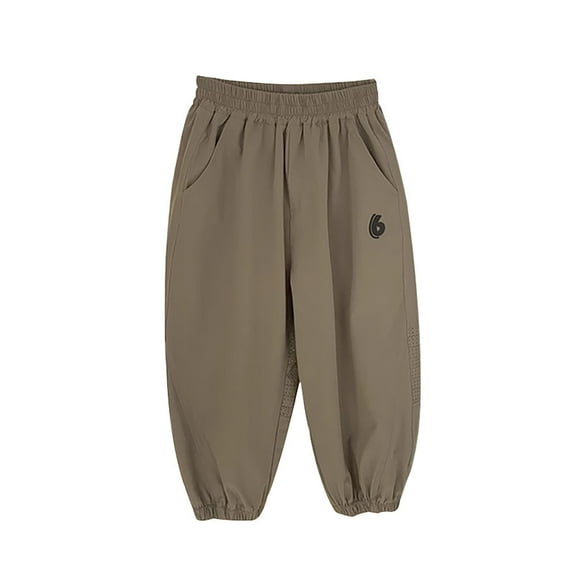 Wdgfv Boys' Skinny Jeans Boys Cargo Trousers Elastic Waist Comfortable Regular Fit Children Pants for Active Play Age 3-11 Years Durable Lightweight Breathable Khaki 5-6 Years