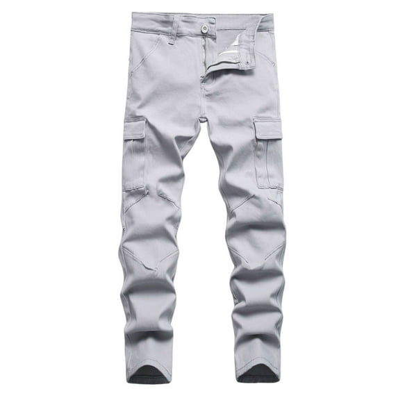 Wdgfv Boys' Skinny Jeans Boys Pants Distressed Jeans Casual Long Trousers for Kids Comfortable Stretch Denim Ideal for Spring and Autumn Fashion Style Grey 14-16 Years