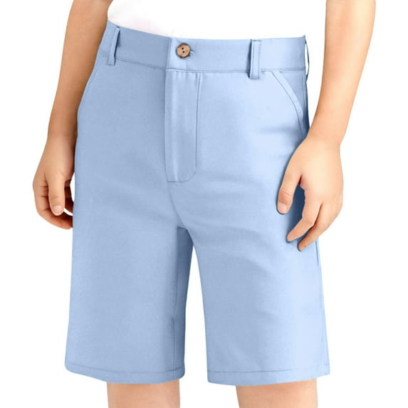 Wdgfv Boys' Skinny Jeans Boys Stretch Flat Front Shorts Adjustable Waist Comfortable School Pants for Kids Lightweight Durable Light Blue 5-6 Years