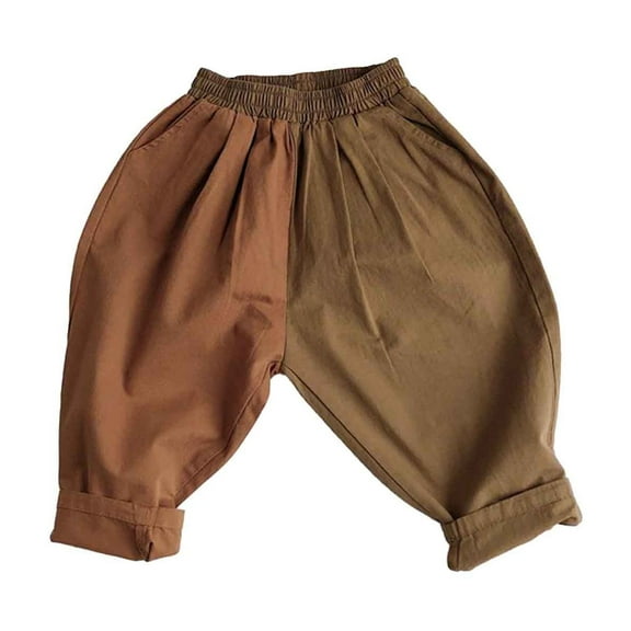 Wdgfv Boys Straight Leg Jeans Boys Casual Patchwork Pants Toddler Kids Summer Holiday Trousers Lightweight Comfortable Playwear for Daily Outings Coffee 5-6 Years