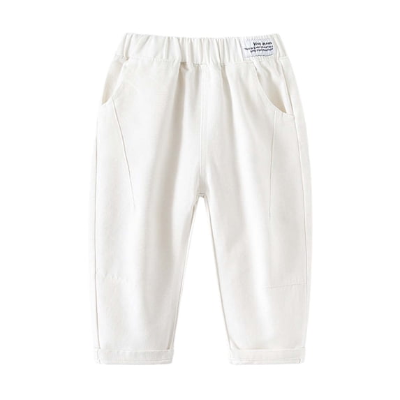 Wdgfv Boys Straight Leg Jeans Boys Pants Casual Comfortable Kids Trousers For Toddler Boys Girls 1-8 Years Old Outdoor School Playground Yoga Sports Summer Winter Wear White 5-6 Years
