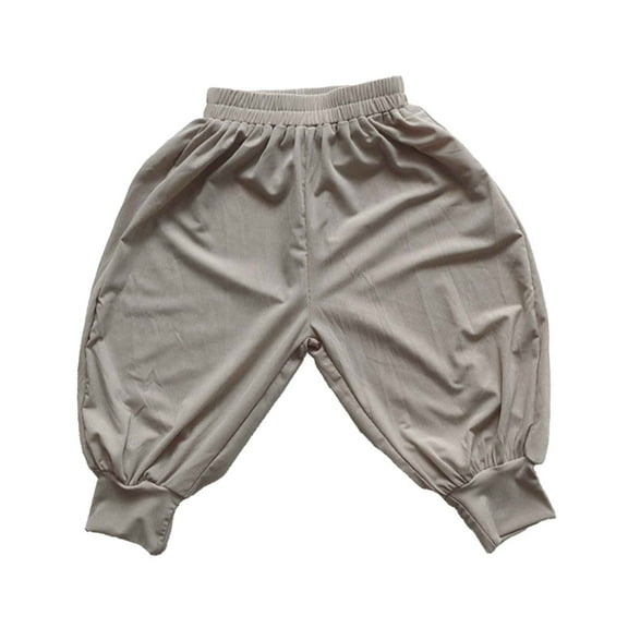 Wdgfv Boys Straight Leg Jeans Boys Pants Toddler Kids Elastic Waist Casual Trousers for Summer Holiday Comfortable Solid Design Lightweight Breathable Beige 1-2 Years