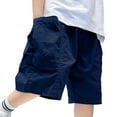 thumbnail image 1 of Wdgfv Boys Summer Cargo Shorts with Side Pockets Lightweight Athletic Drawstring Waist Casual Outdoor Play Shorts for Youth Navy 12-13 Years, 1 of 9