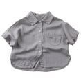 thumbnail image 1 of Wdgfv Boys Summer Casual Short Sleeve Poplin Shirt Lightweight Breathable Loose Fit Top for Toddler Kids Comfortable Daily Wear Grey 1-2 Years, 1 of 4