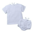 thumbnail image 1 of Wdgfv Boys Summer Linen Short Sleeve Tee and Shorts 2 Piece Outfit Set for Toddler Comfortable Playwear White 9-12 Months, 1 of 9