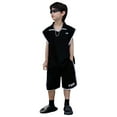 thumbnail image 1 of Wdgfv Boys Summer Outfits Sets Casual Breathable Sleeveless Tee and Shorts Playwear Comfortable Toddler Teen Active Wear Black 7-8 Years, 1 of 7