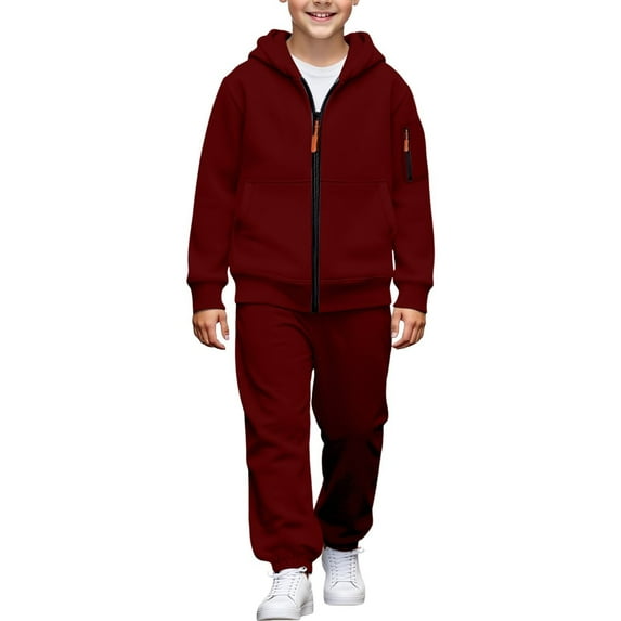 Wdgfv Boys Tracksuit - 2 Piece Athletic Performance Tricot Full Zip Track Jacket and Boys Joggers Activewear Set 13-14 Years