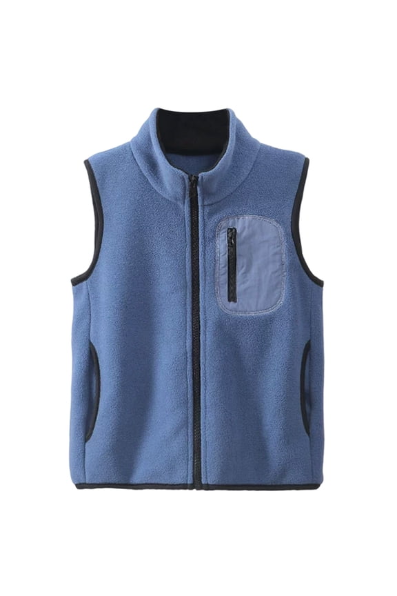 Boys Warm Winter Vest Padded Sleeveless Jacket With Front Zipper For Outdoor Activities Blue 7-8 Years