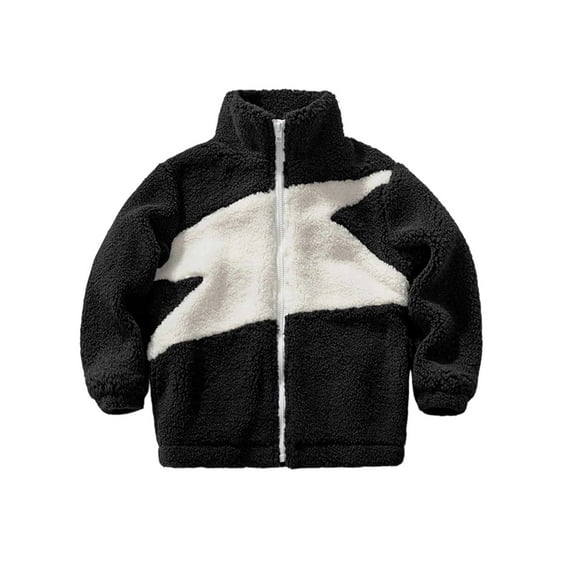 Wdgfv Boys Winter Jacket With Color Block Design Warm Lined Coat For Cold Weather Outdoor Windbreaker Thermal Insulated Black 2-3 Years