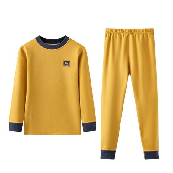 Wdgfv Boys Winter Outfits Long Sleeve Top and Pants Two Piece Clothing Set for Toddlers Yellow 7-8 Years