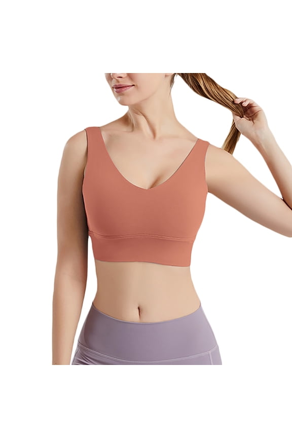 Bra for Women Longline Full Coverage Sports Bras High Neck Sports Medium Impact Padded Workout Crop Tops for Yoga Gym Orange XXL