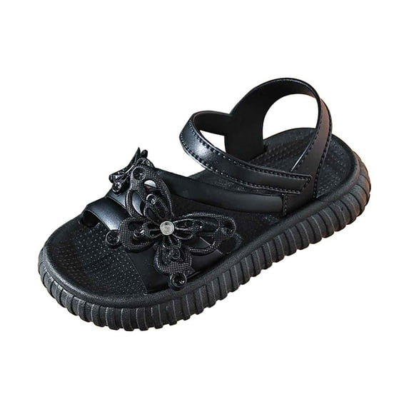 Wdgfv Breathable Girls Sandals For Toddlers And Kids Lightweight Comfortable Summer Play Shoes For Outdoor Everyday Black 7-8 Years