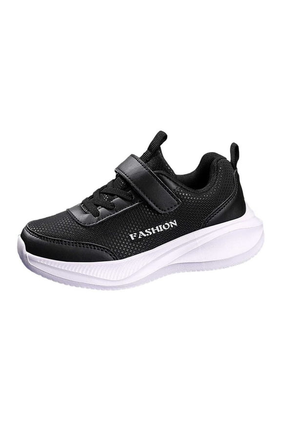Breathable Mesh Girls Sneakers Lightweight Running Shoes For Kids Comfortable Athletic Footwear Non Flexible Sole Casual Sports Black 35