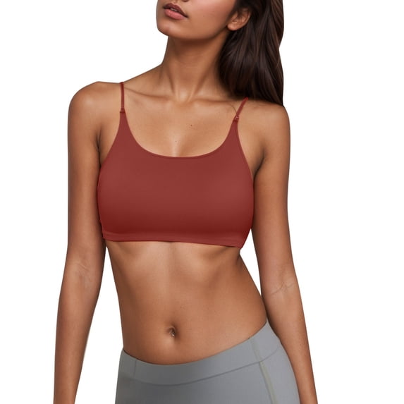 Wdgfv Butterluxe Adjustable Spaghetti Strap Sports Bras for Women - Scoop Neck Wireless Padded Yoga Workout Crop Top