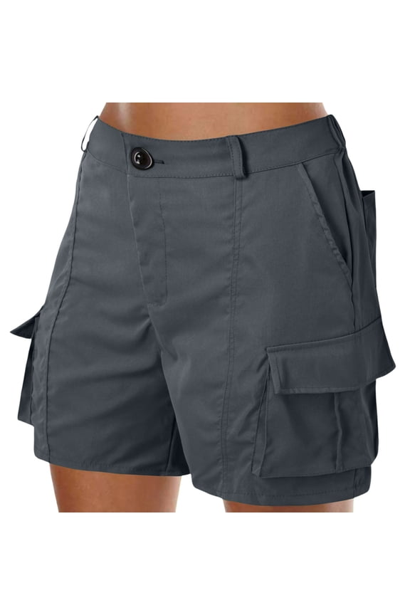 Cargo Shorts Women Bermuda Knee Length Long Hiking Shorts with Pockets Elastic Waist for Summer Casual Trendy Outfits