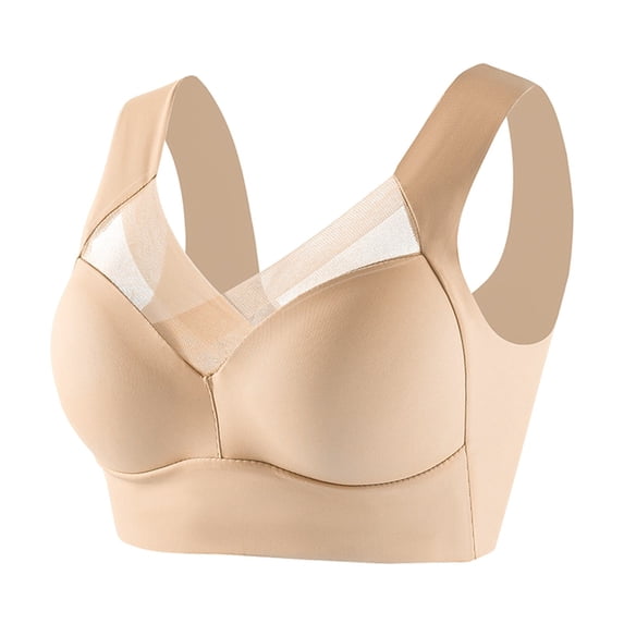 Wdgfv Chic Bras for Older Women Seamless Wireless Posture Correcting Push Up Anti Sagging Full Coverage Ice Silk Bra