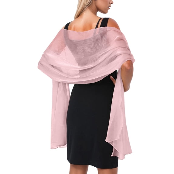 Wdgfv Chiffon Shawls and Wraps for Women, Elegant Sheer Shawls for Formal Evening, Soft Wedding Brides Scarf Pink One Size