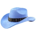 thumbnail image 1 of Wdgfv Cowboy Hat for Women Men with Shapeable Wide Brim Western Suede Hat for Cowboys and Cowgirls Blue 59.3cm, 1 of 6