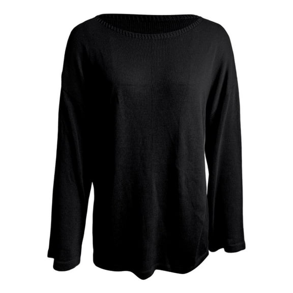 Wdgfv Crewneck Pullover Sweater Women Elegant Openwork Knit Pullover Sweater Soft Loose Fit Long Sleeve Solid Women's Top Versatile Autumn Wear Comfortable