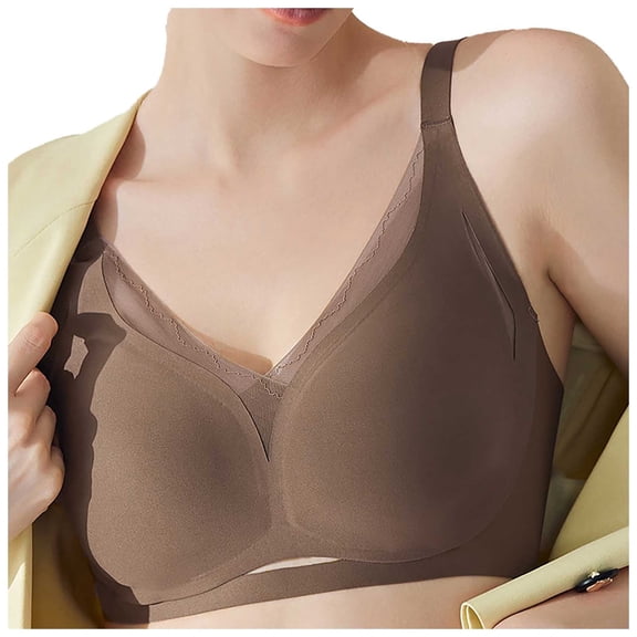 Wdgfv Crossover Bras for Women No Underwire Wireless Bralettes Seamless Supportive T Shirt Everyday Bras Coffee XXXL