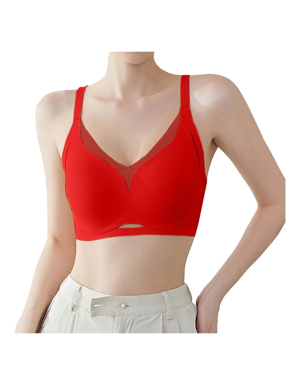 Crossover Bras for Women No Underwire Wireless Bralettes Seamless Supportive T Shirt Everyday Bras Red XXL