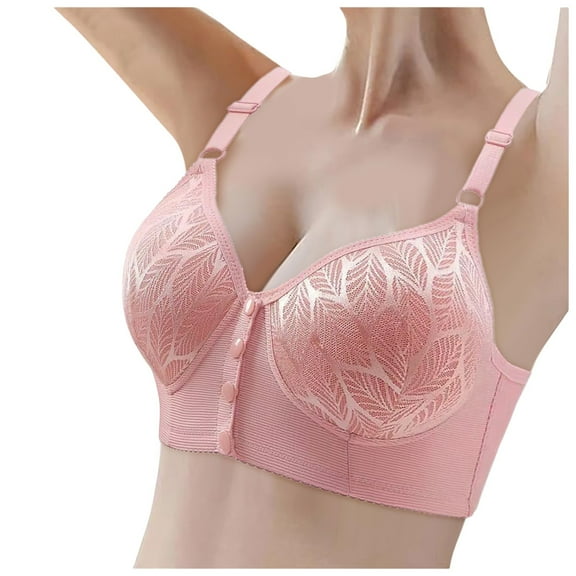 Wdgfv Daisy Bra for Older Women Front Closure Button Bras Summer Soft Full Coverage Bra Comfortable Convenient Daily Bras Light Purple 44