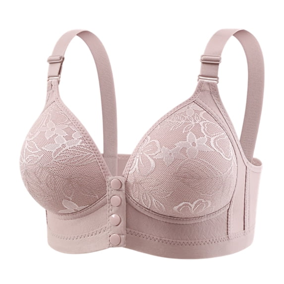 Wdgfv Daisy Bras for Older Women 2026 Comfy Convenient Front Closure Bra Full Support No Underwire Bras Grey 46