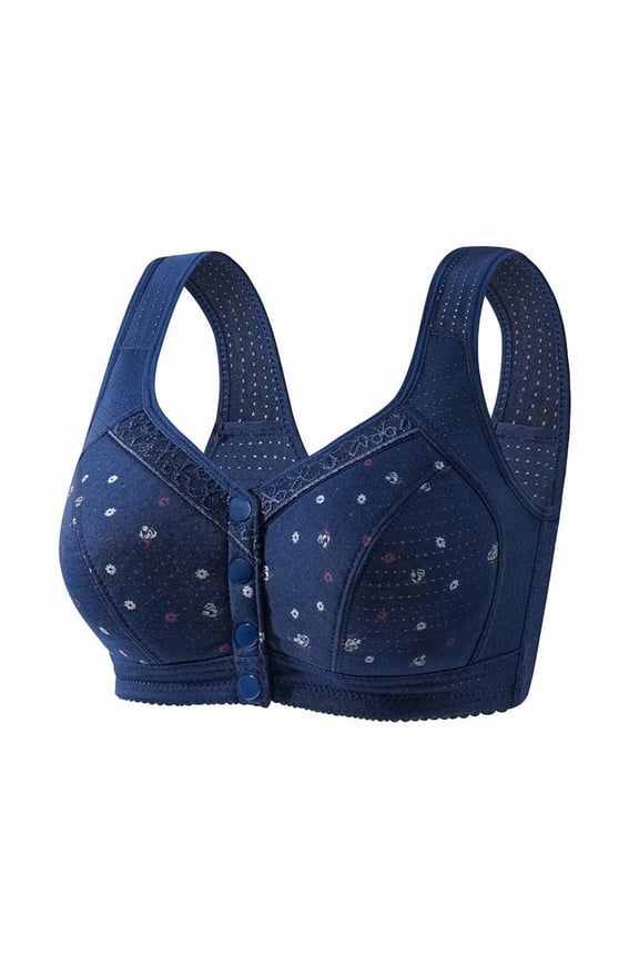 Daisy Bras for Older Women Front Closure No Underwire Plus Size Push Up Bra Comfy Supportive Snap Everyday Bras