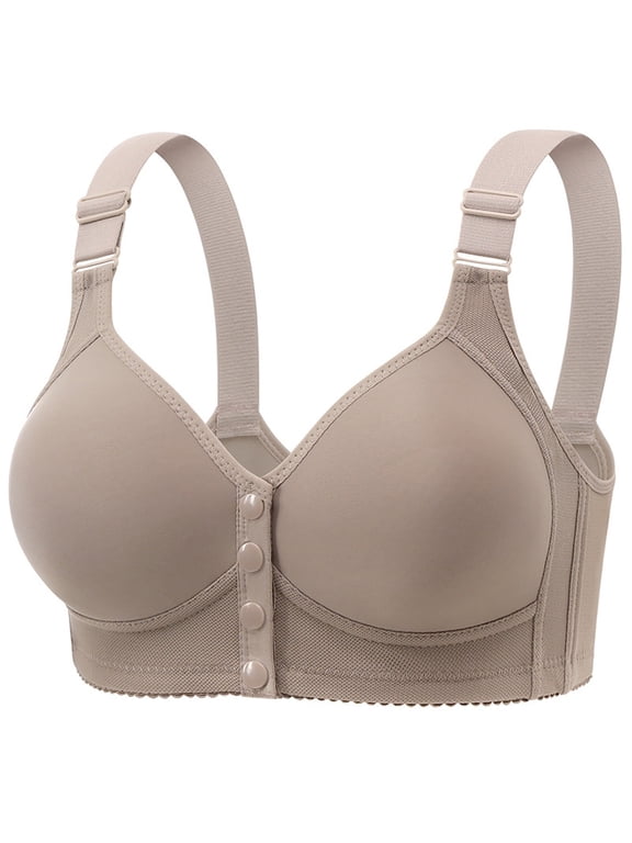 Daisy Bras for Older Women Front Closure Push up Bra No Underwire Senior Bra Snaps Adjustable Strap Breathable Bras