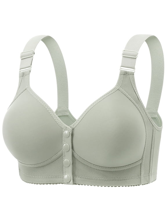 Daisy Bras for Older Women Front Closure Push up Bra No Underwire Senior Bra Snaps Adjustable Strap Breathable Bras