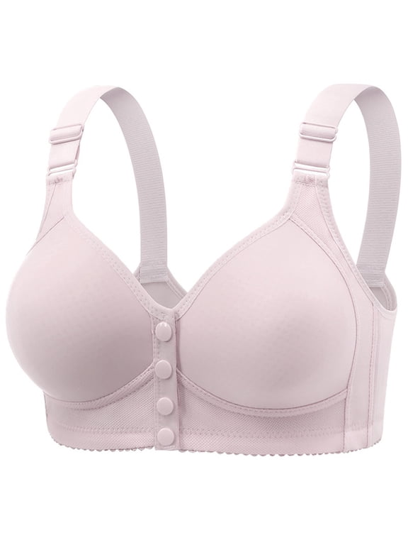 Daisy Bras for Older Women Front Closure Push up Bra No Underwire Senior Bra Snaps Adjustable Strap Breathable Bras
