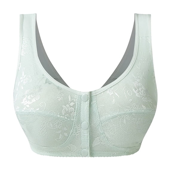 Wdgfv Daisy Bras for Older Women Plus Size No Underwire Full Coverage Breathable Cotton Bra Front Closure Padded Bralettes